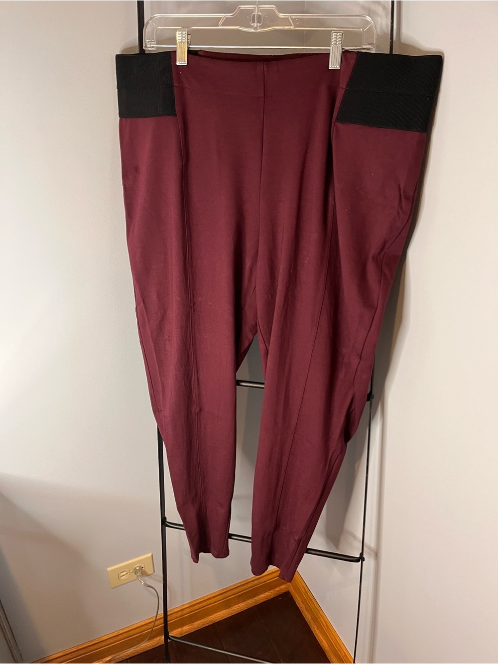 Lane Bryant Burgundy Leggings with Black Waistband